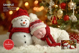 baby snowman face swap overlay on winter scene, ideal for holiday portraits