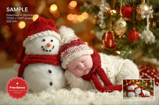 baby snowman face swap overlay on winter scene, ideal for holiday portraits