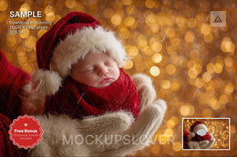 santa baby face swap overlay scene for holiday portraits, digital backdrop for newborn photos, christmas photo background