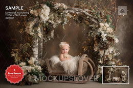 baby in a santa hat with a cozy christmas backdrop, ideal for holiday photo sessions