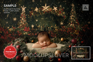 digital backdrop featuring a christmas scene suitable for newborn and holiday photo shoots